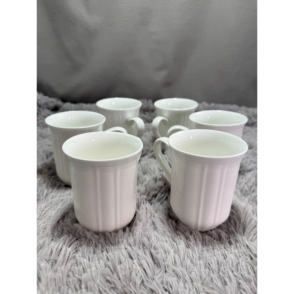 6- Mikasa Antique White Tall Coffee Cappuccino Mugs Bone China 12oz Discontinued